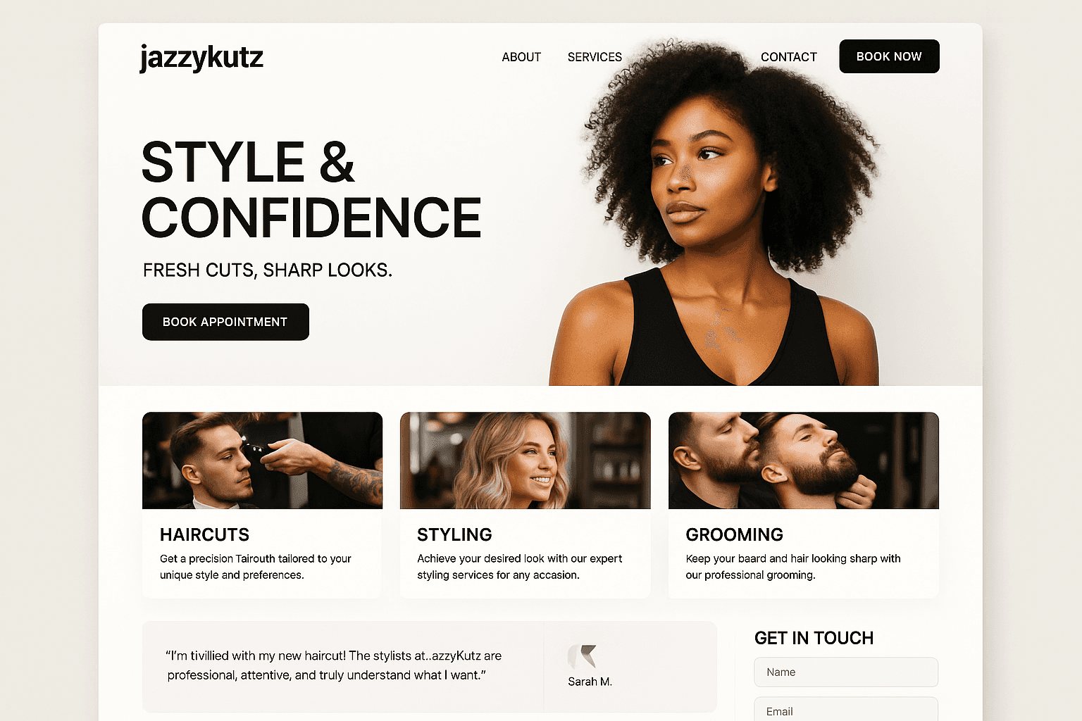 jazzykutz.com website mockup